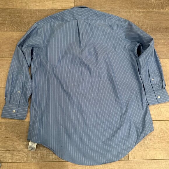 LANDS END MENS 16-32 NO IRON PINPOINT OXFORD LONG SLEEVE SHIRT BUTTON UP - Picture 7 of 8